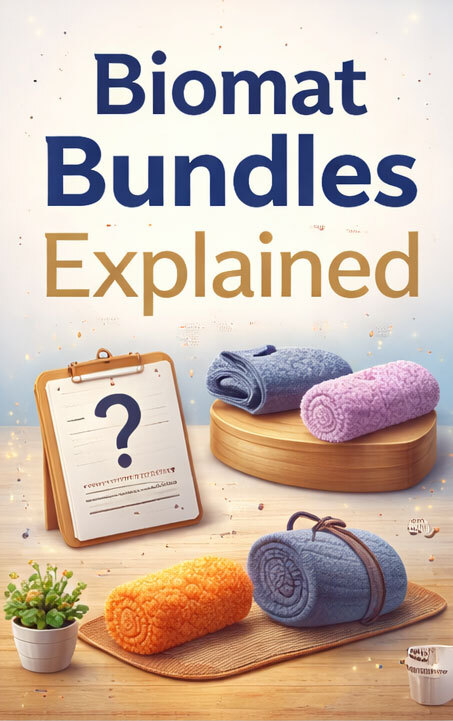 Biomat bundles explained graphic showing different bundle options and helping buyers understand available setups