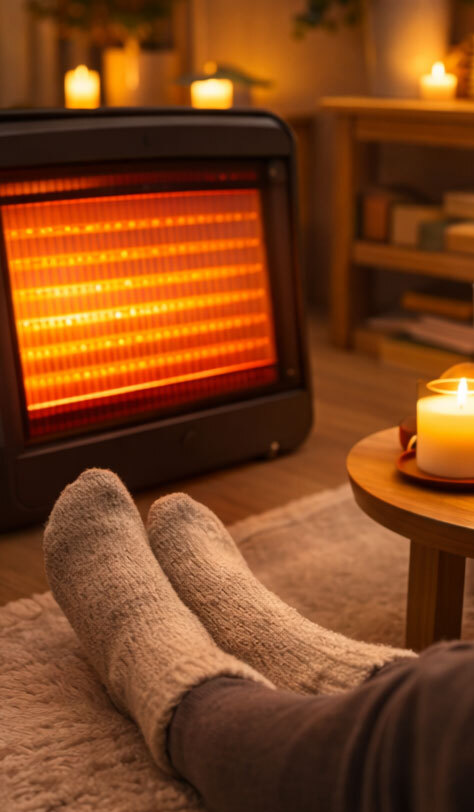 Peaceful home wellness space designed for relaxation and comfort using heat therapy tools